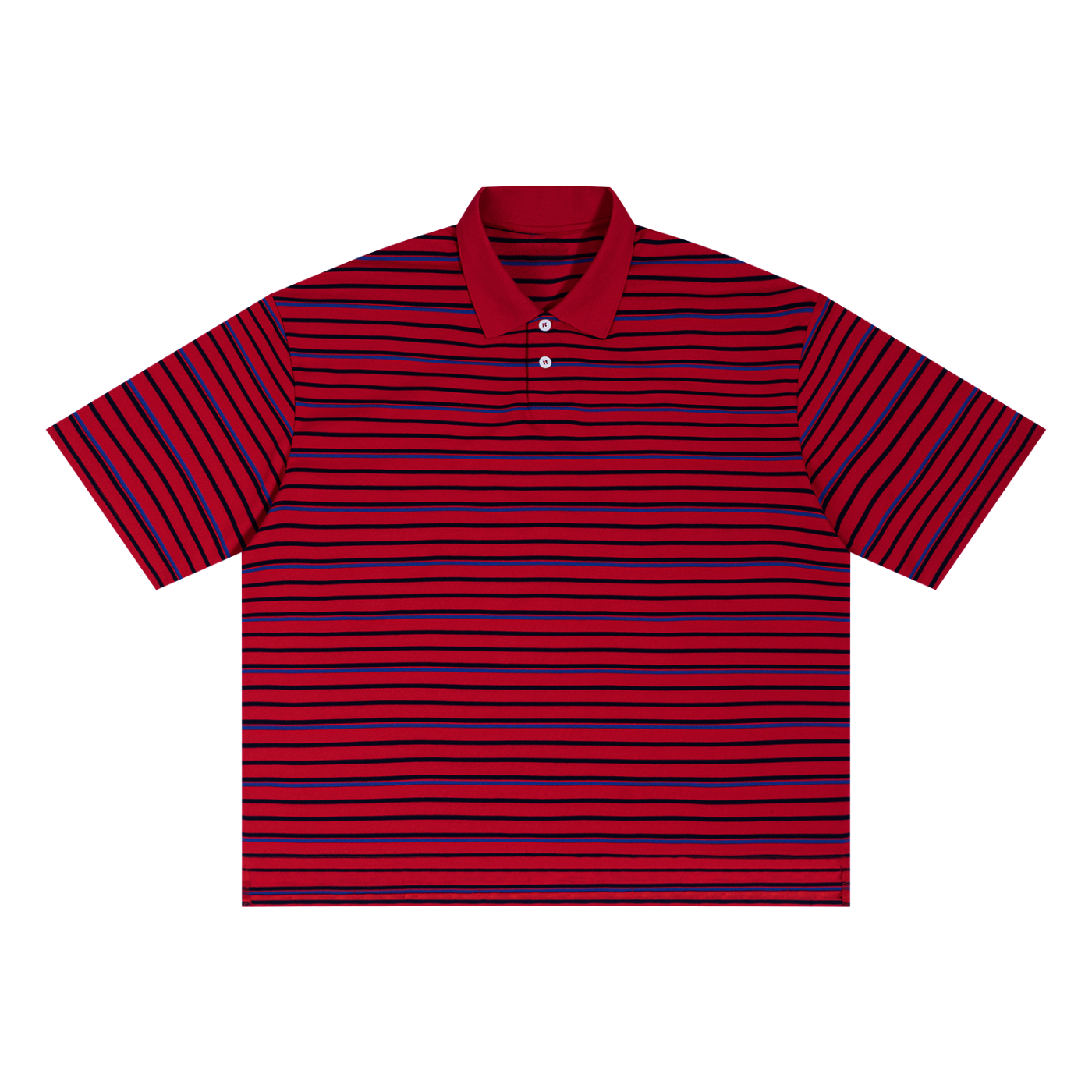Unisex Striped Boxy Collared Polo Shirt