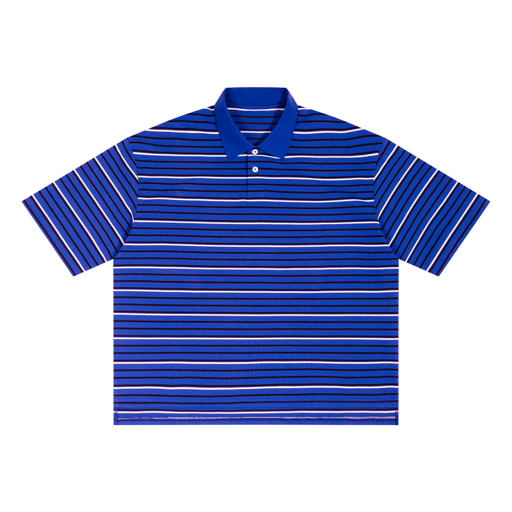 Unisex Striped Boxy Collared Polo Shirt