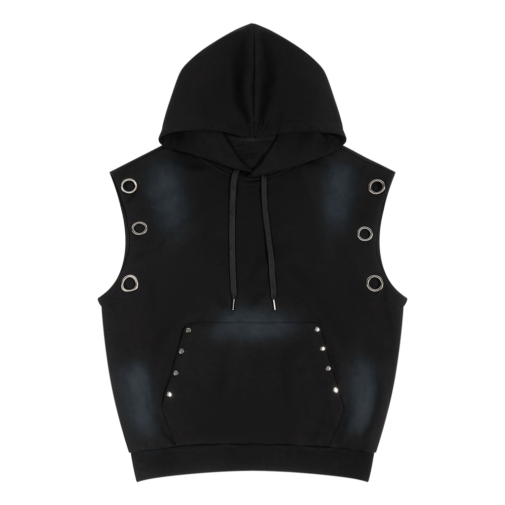 Unisex Vintage Wash Sun Fade Sleeveless Hoodie