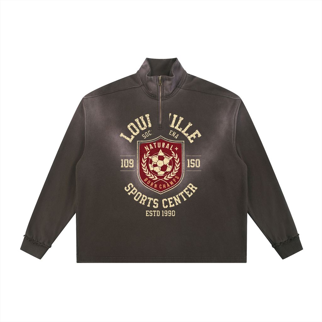 Sun Fade Raw Edge Quarter-Zip Sweatshirt