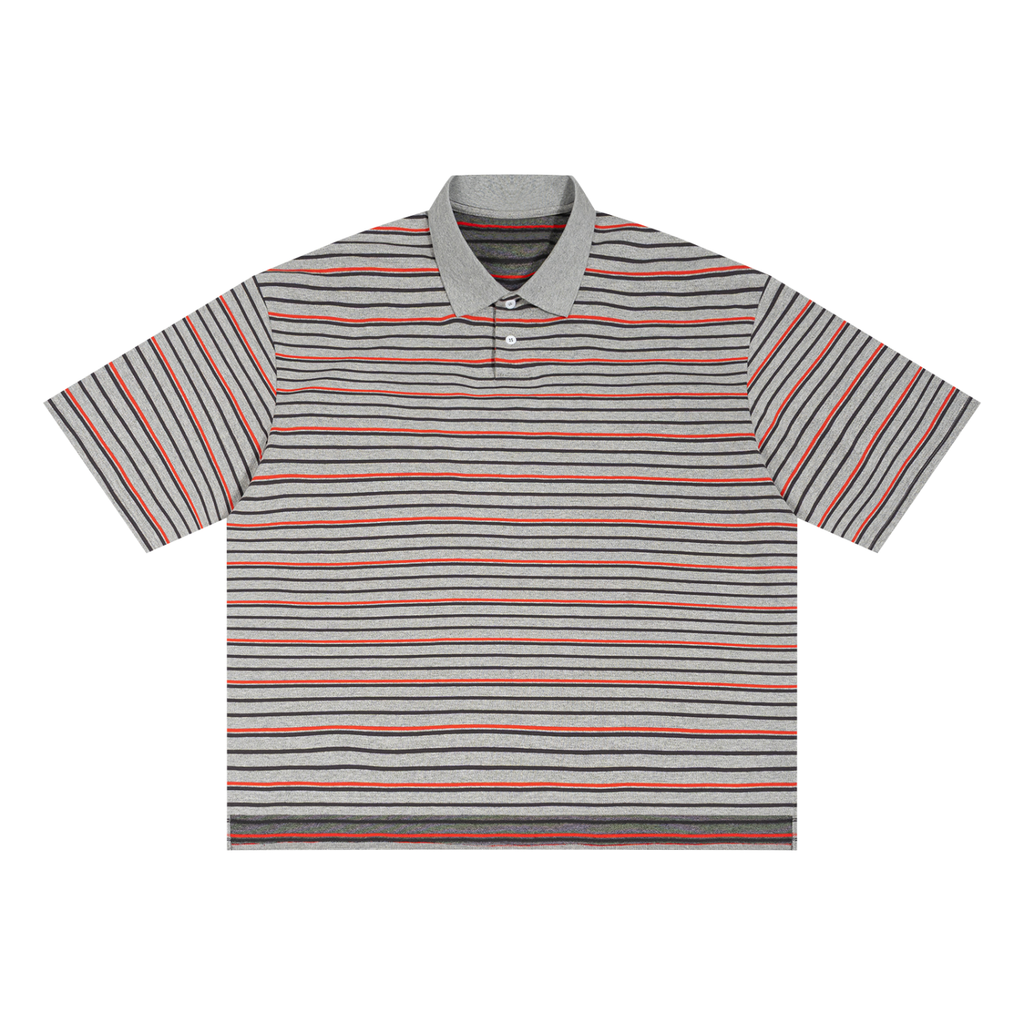Unisex Striped Boxy Collared Polo Shirt