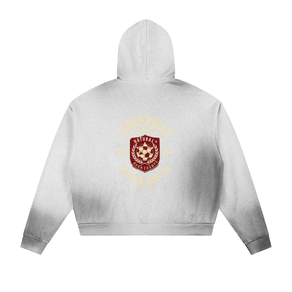 Sun Fade Frayed Raw Edge Fleece Zip Hoodie