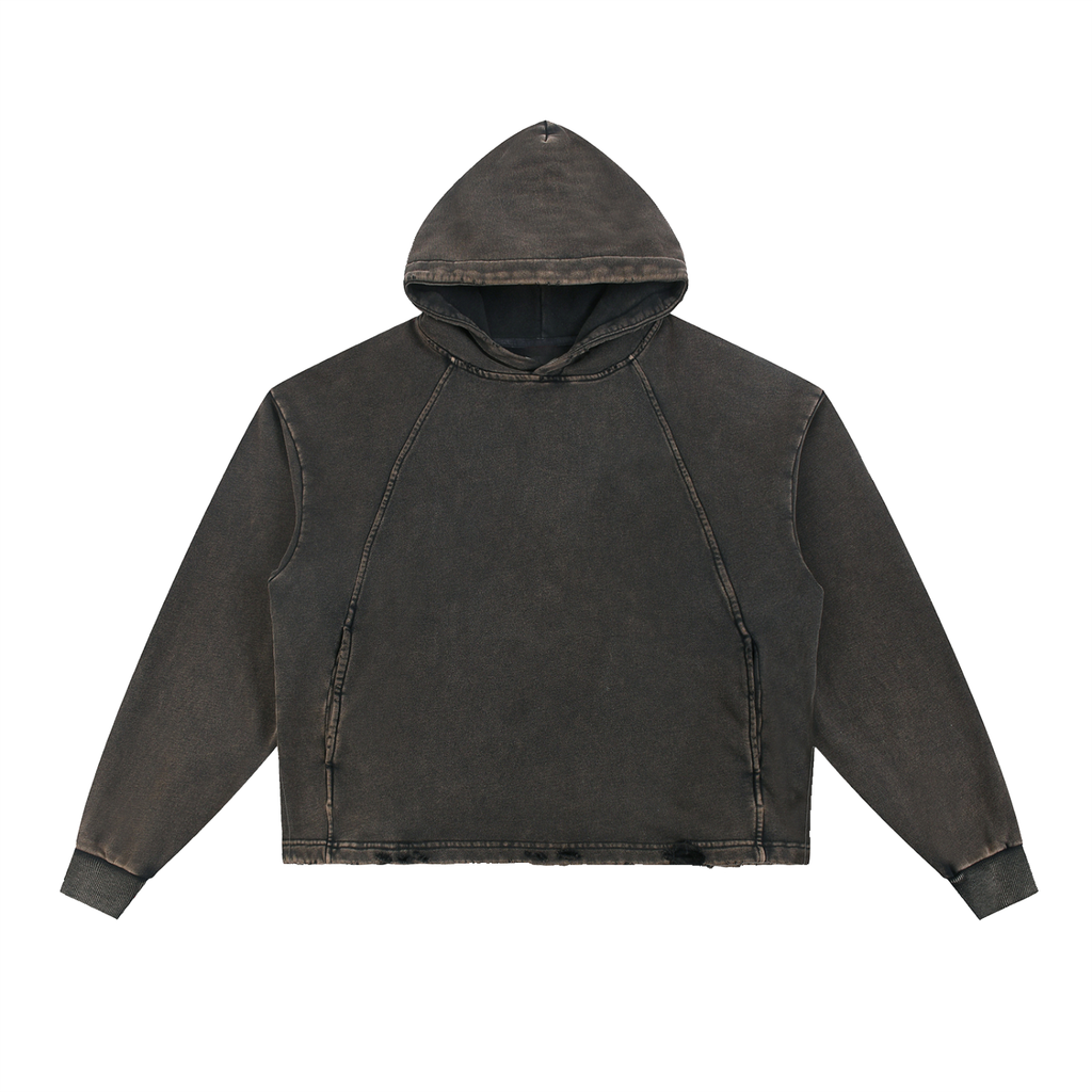 Vintage Washed Frayed-Hem Hoodie