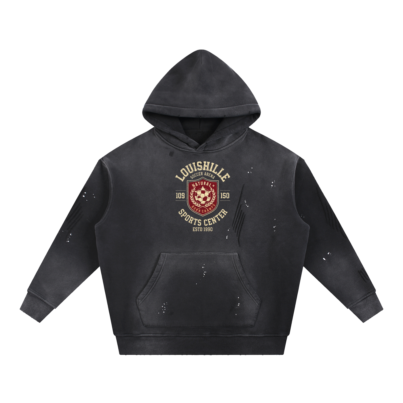 Vintage Washed Frayed Fleece Hoodie
