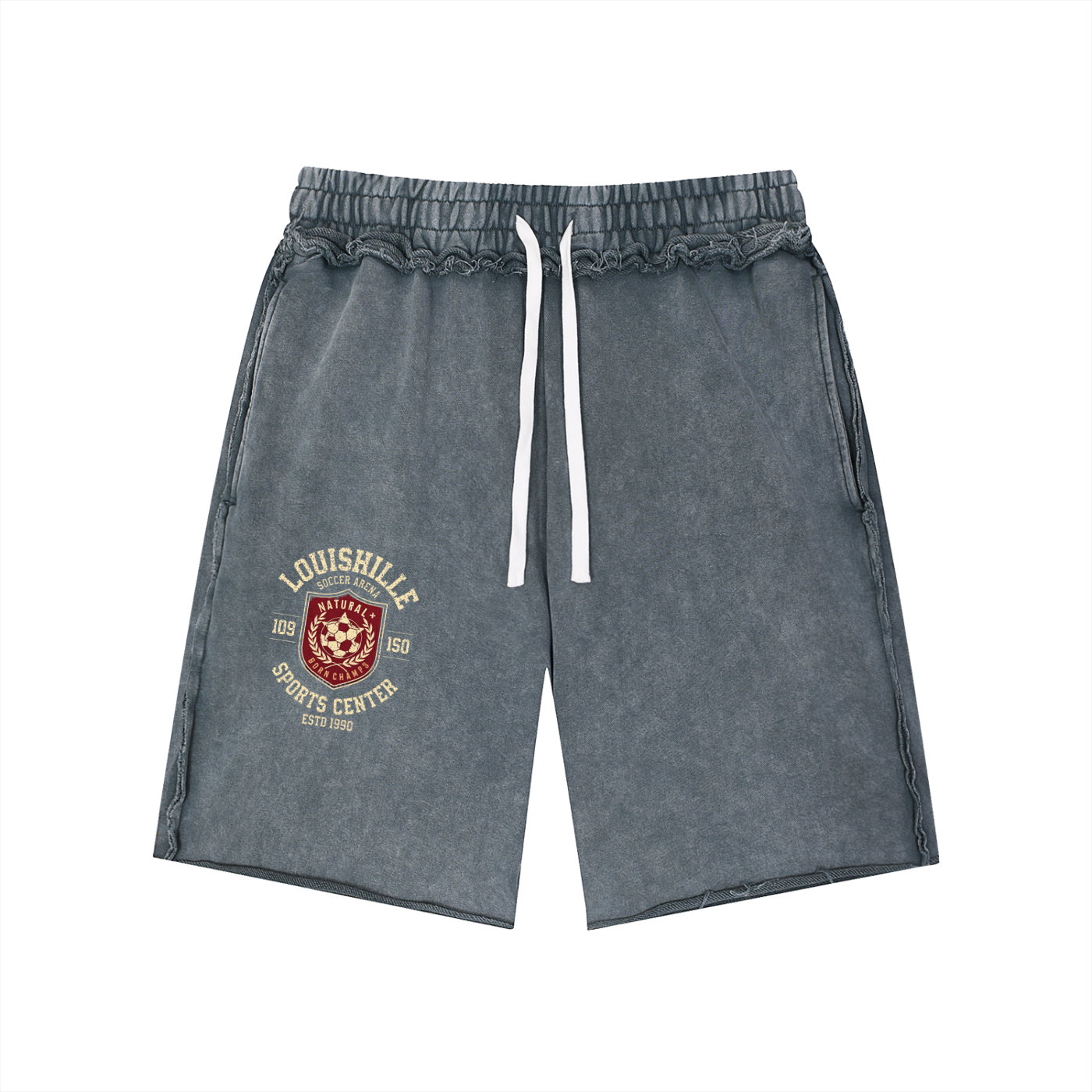 Unisex Mineral Wash Raw Edge Shorts