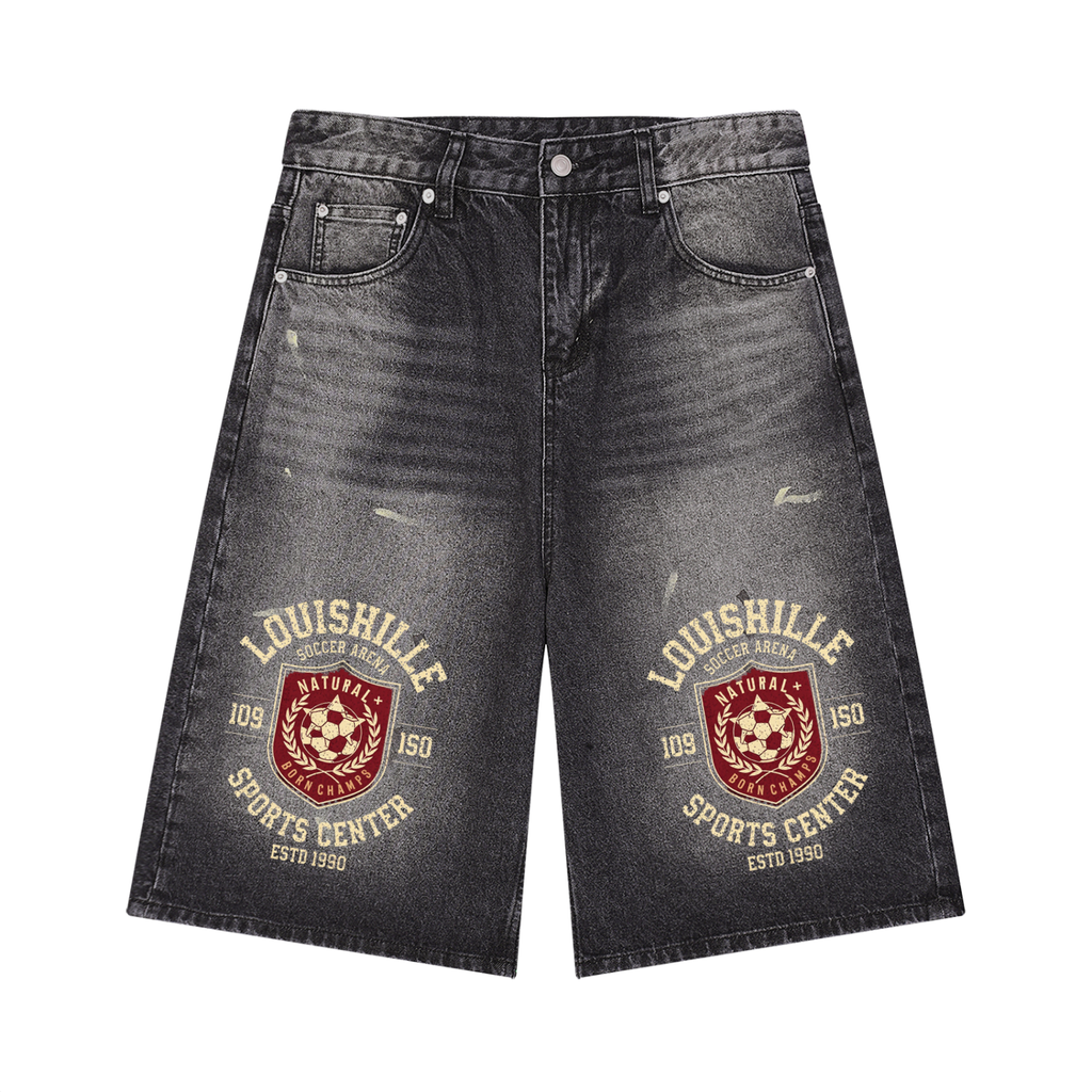 Men’s Vintage Wash Wide Leg Denim Shorts