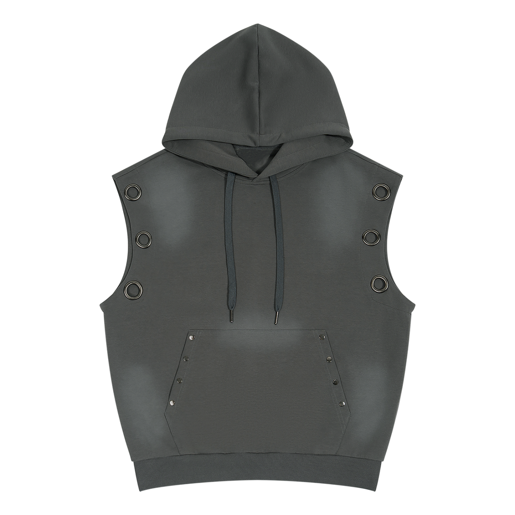 Unisex Vintage Wash Sun Fade Sleeveless Hoodie