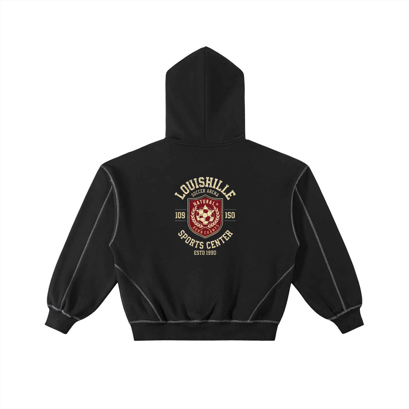 Contrast-Stitched Boxy Fleece Zip Hoodie
