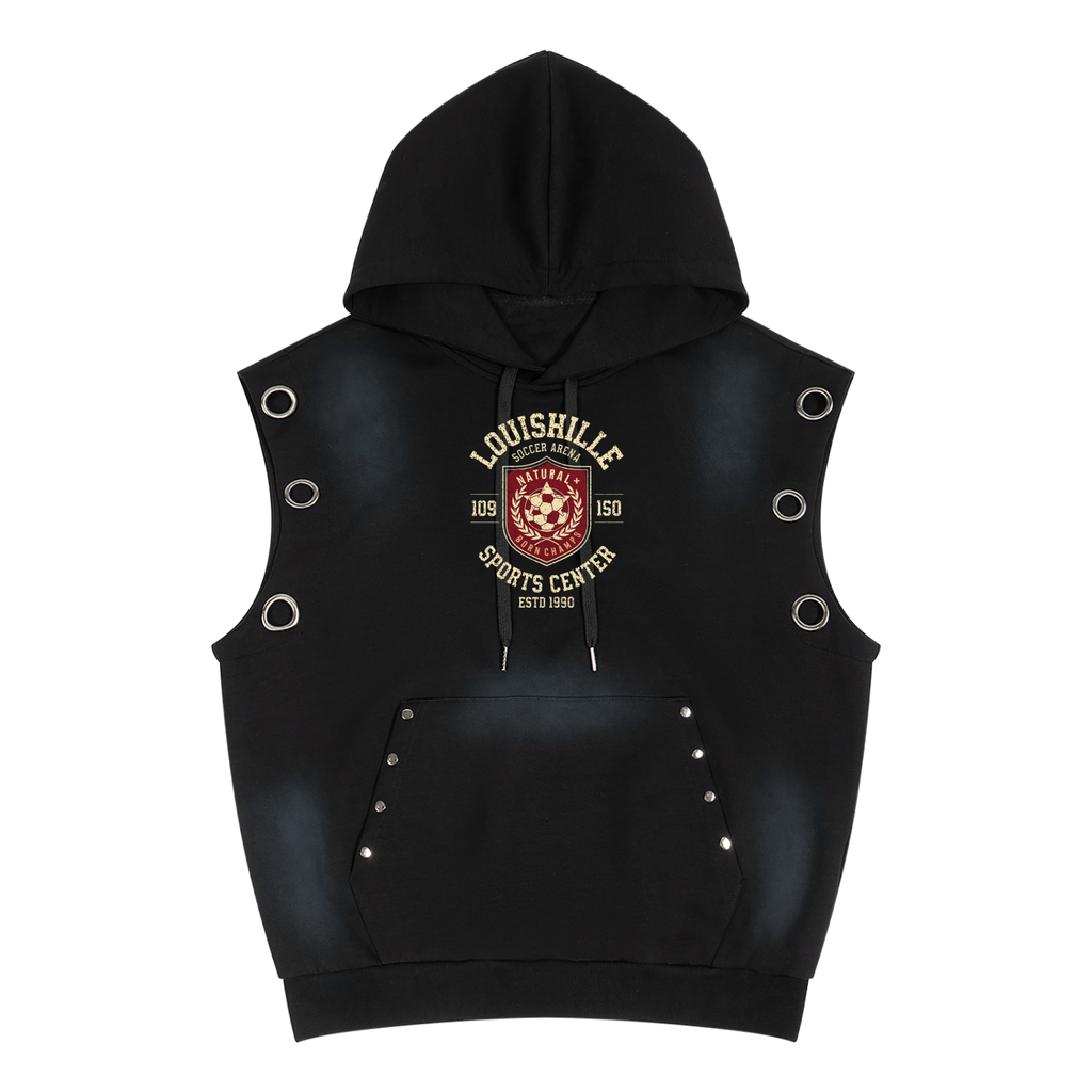 Unisex Vintage Wash Sun Fade Sleeveless Hoodie