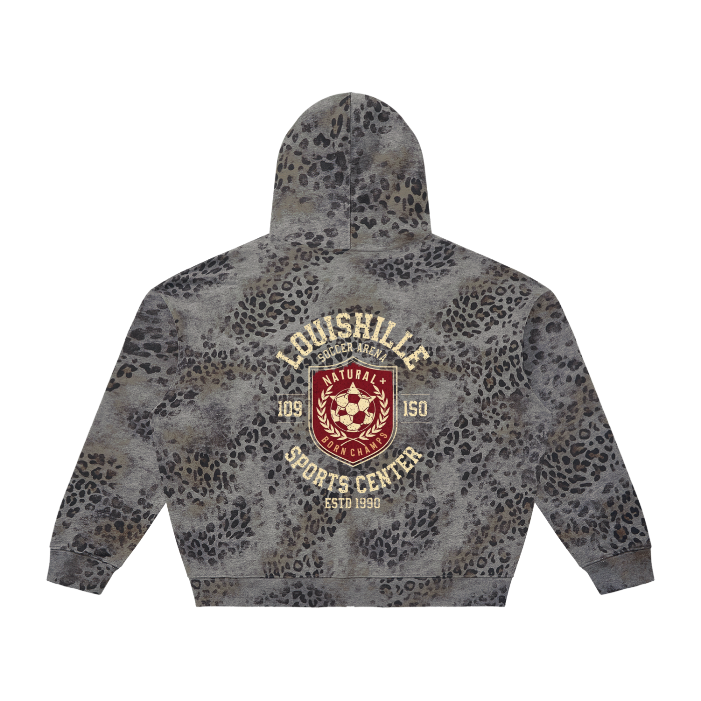 Unisex Vintage Wash Leopard Full Zip Hoodie