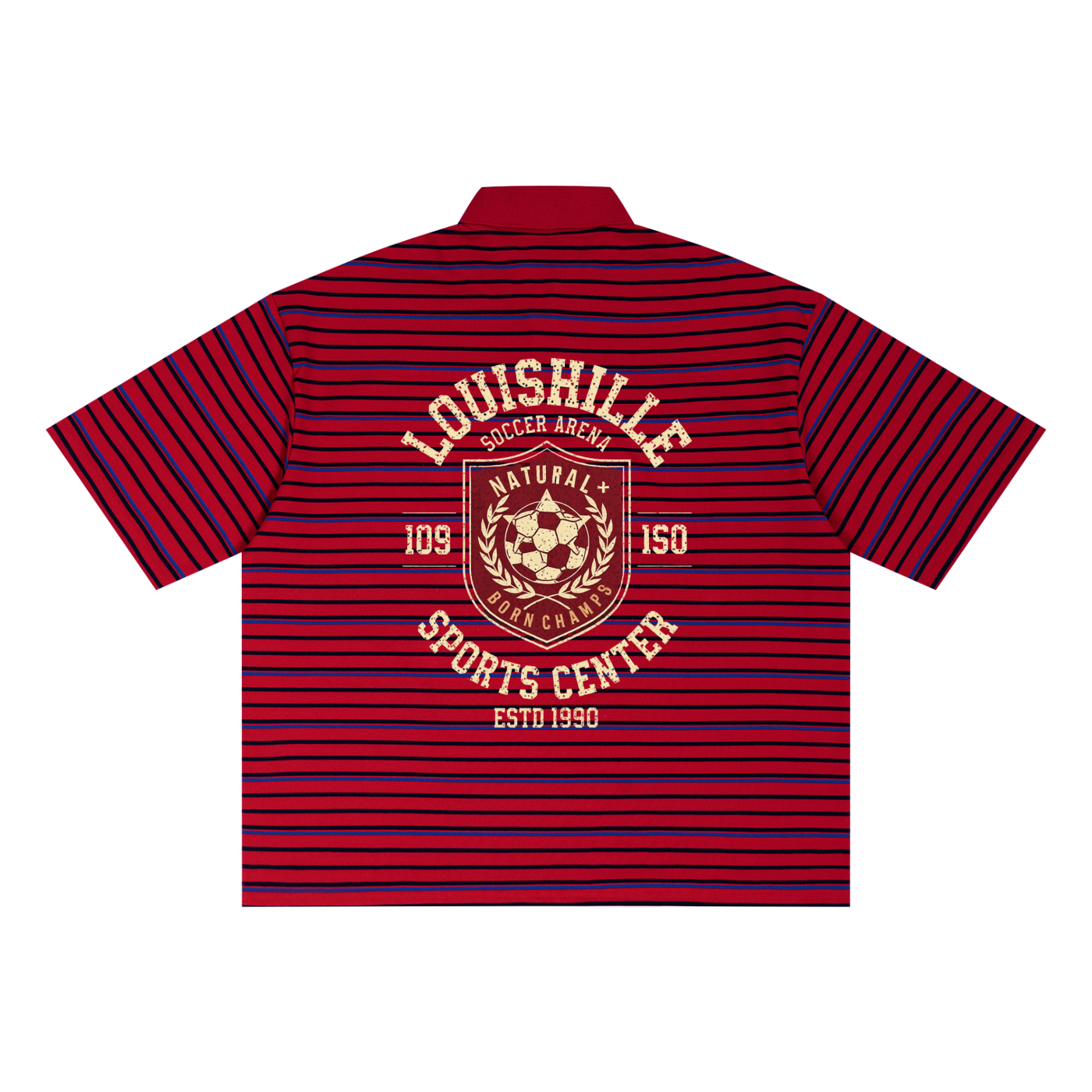Unisex Striped Boxy Collared Polo Shirt