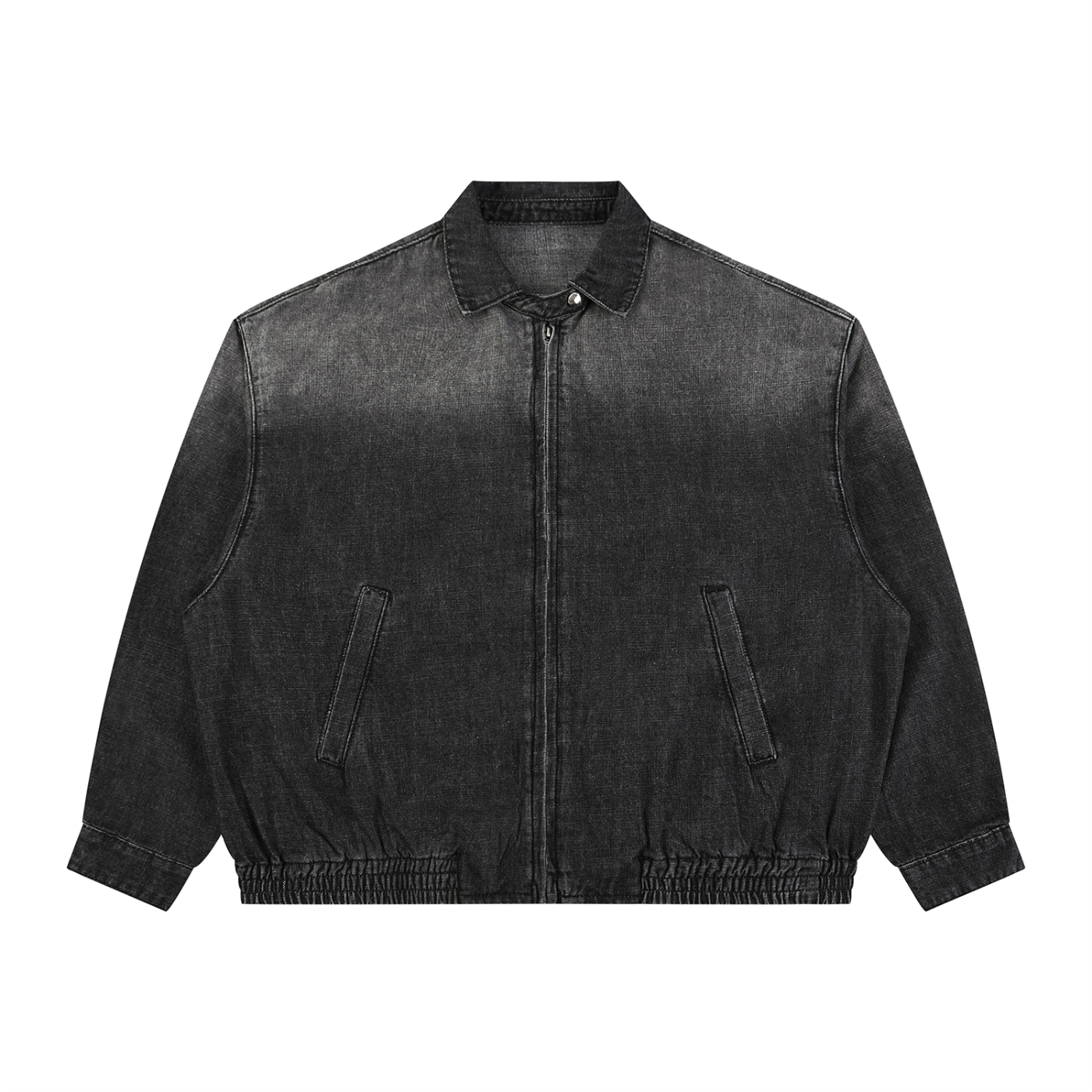 Unisex Vintage Wash Full-Zip Denim Jacket