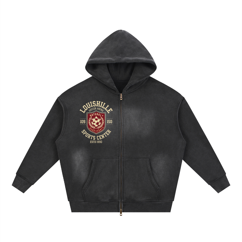 Sunfade Two-way Zipper Boxy Fleece Hoodie